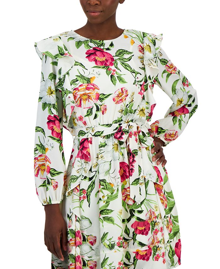 Tinsel Petite FloralPrint Ruffled TieWaist Mini Dress Macy's