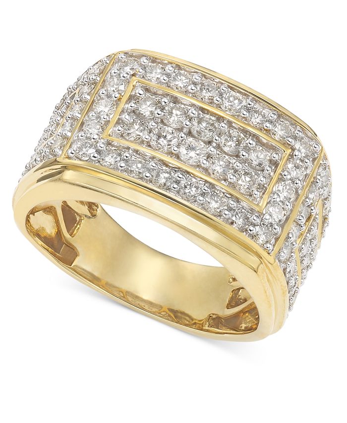 Men's Diamond Cluster Ring (2 Ct. t.w.) in 10K Gold - Yellow Gold