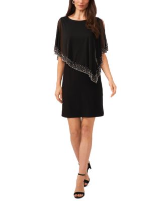 MSK Women's Short-Sleeve Overlay Beaded Cape Dress - Macy's