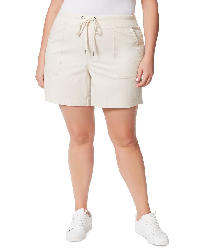 Gloria Vanderbilt Plus Size Cargo-Style Drawstring Pull-On Shorts - Macy's