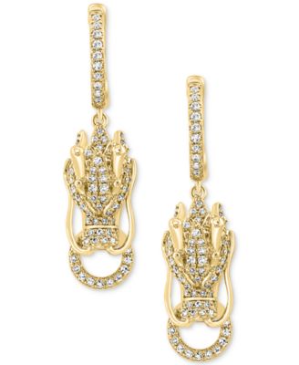 EFFY Collection - Diamond (1/6 ct. t.w.) & Sapphire (1/20 ct. t.w.) Evil Eye Disc 18" Pendant Necklace in 14k Gold