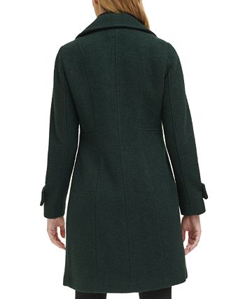 GUESS Women s Petite Notched Collar Double Breasted Cutaway Coat
