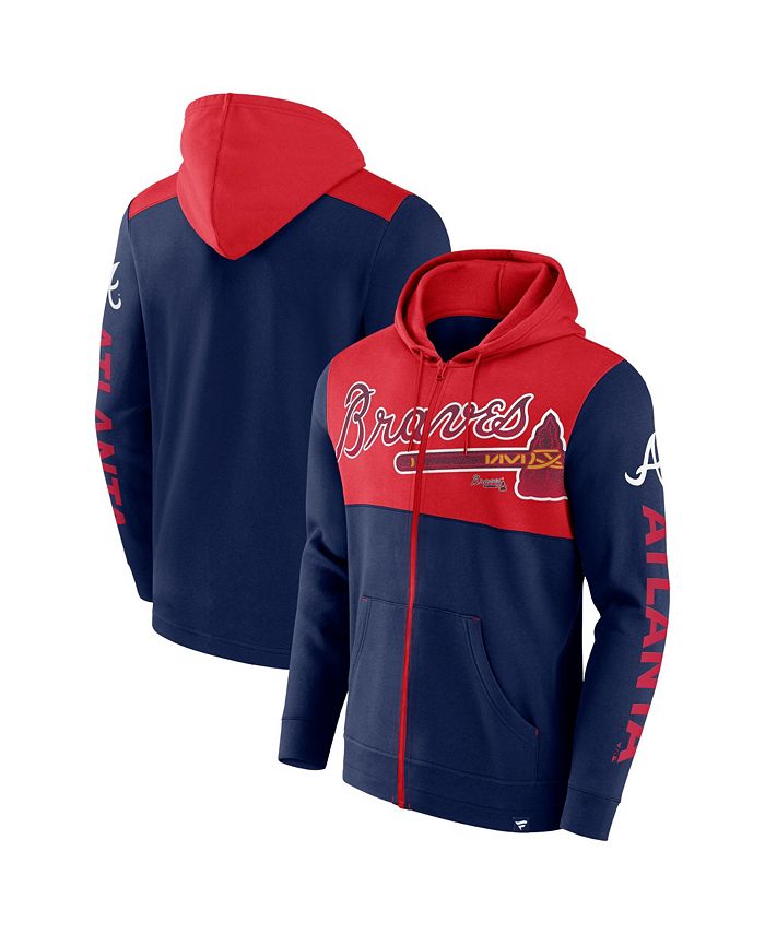 Men's Atlanta Braves Mitchell & Ness Red/Royal Fleece Full-Zip Hoodie