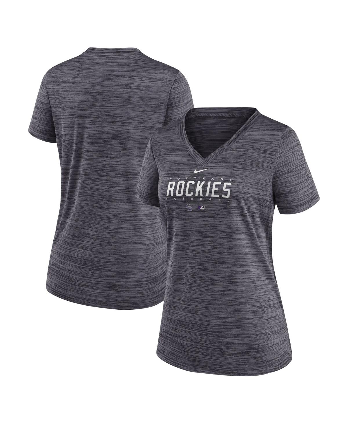 Nike Women's  Black Colorado Rockies Authentic Collection Velocity Practice Performance V-neck T-shir In Black