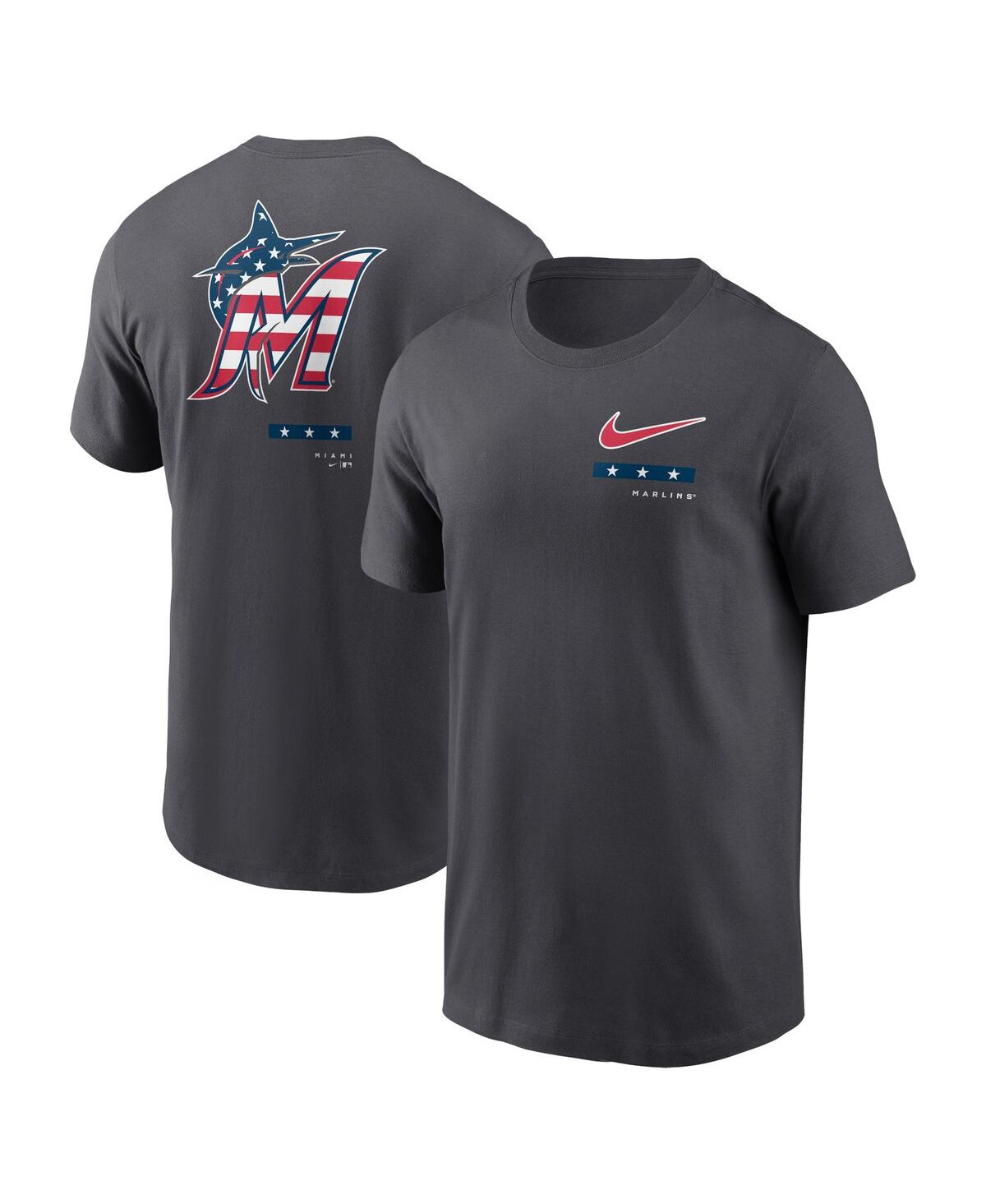 Nike Anthracite Miami Marlins Americana T-shirt In Anthracite