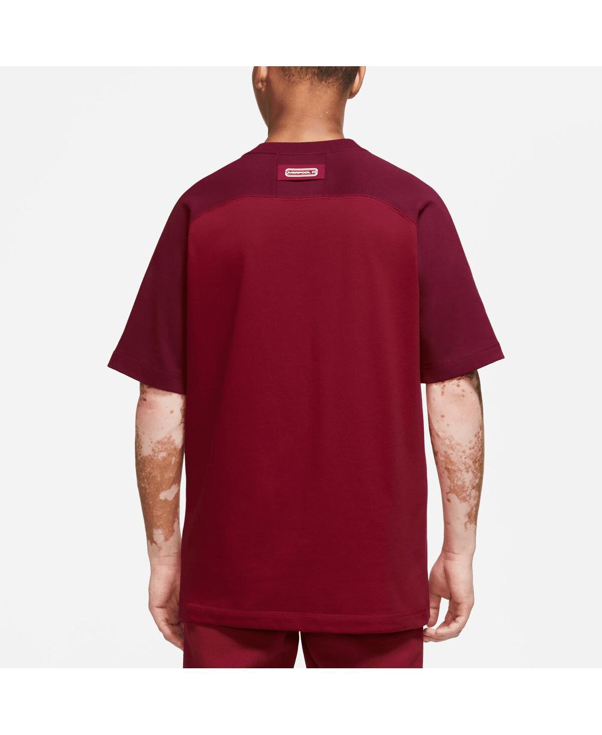 Shop Nike Men's  Red Liverpool Travel Raglan T-shirt