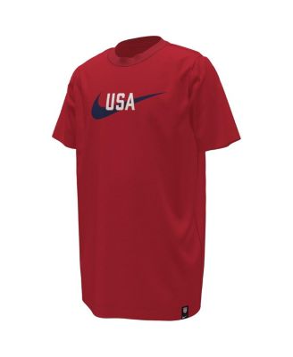 Big Boys and Girls Red USMNT Swoosh T-shirt