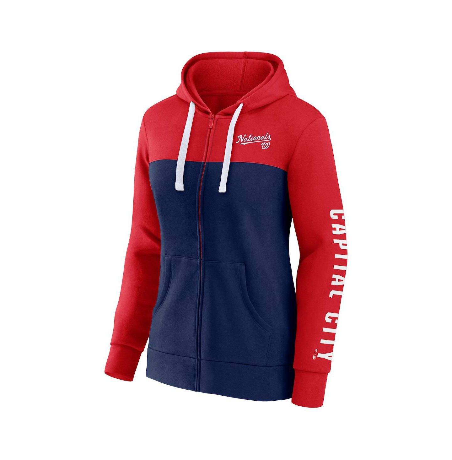 Женские худи Fanatics Red, Navy Washington Nationals Take The Field Colorblocked Full-Zip Jacket — фото 3