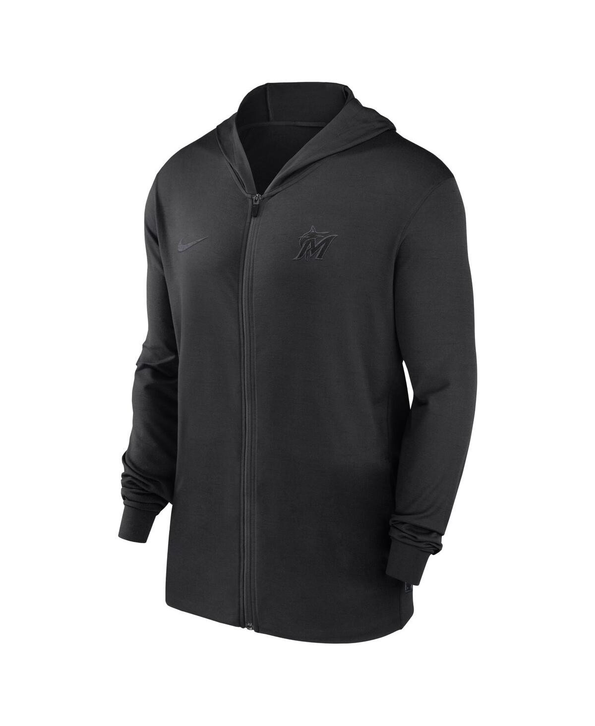 Shop Nike Men's  Black Miami Marlins Authentic Collection Travel Performance Full-zip Hoodie