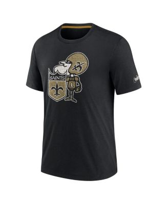 Men's Black New Orleans Saints Rewind Playback Logo Tri-Blend T-shirt