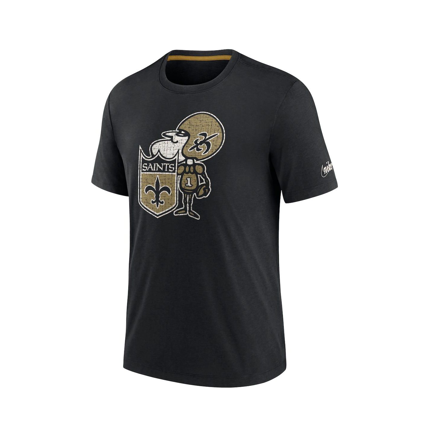 Мужская футболка Nike Black New Orleans Saints Rewind Playback Logo Tri-Blend — фото 3