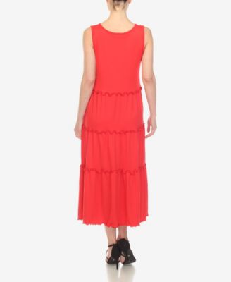 Women's Scoop Neck Tiered Midi Dress