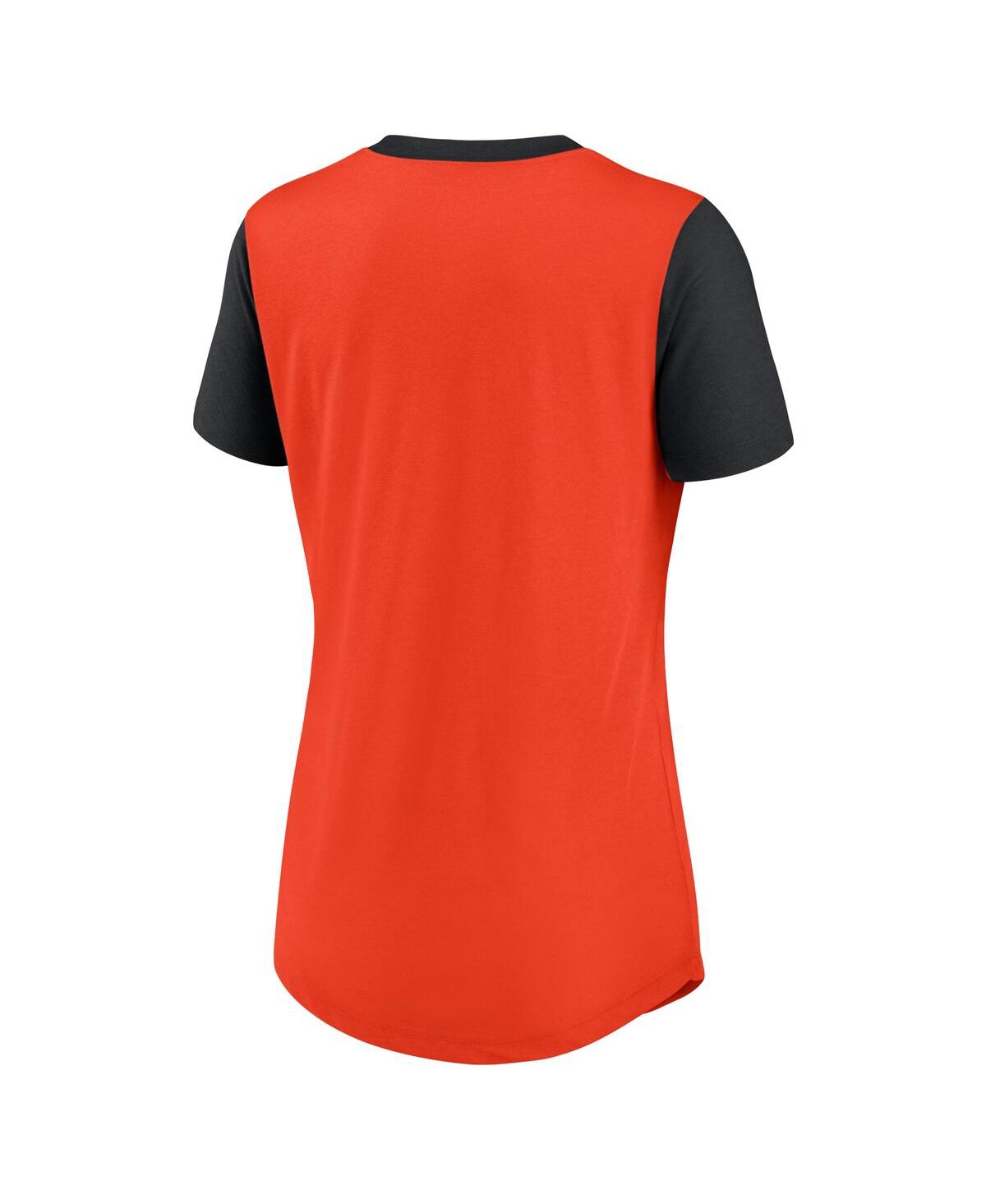 Shop Nike Women's  Orange San Francisco Giants Hipster Swoosh Cinched Tri-blend Performance Fashion T-shir