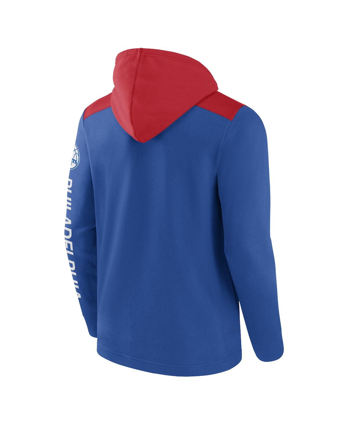 Shop Fanatics Men's  Royal, Red Philadelphia 76ers Skyhook Colorblock Full-zip Hoodie In Royal,red