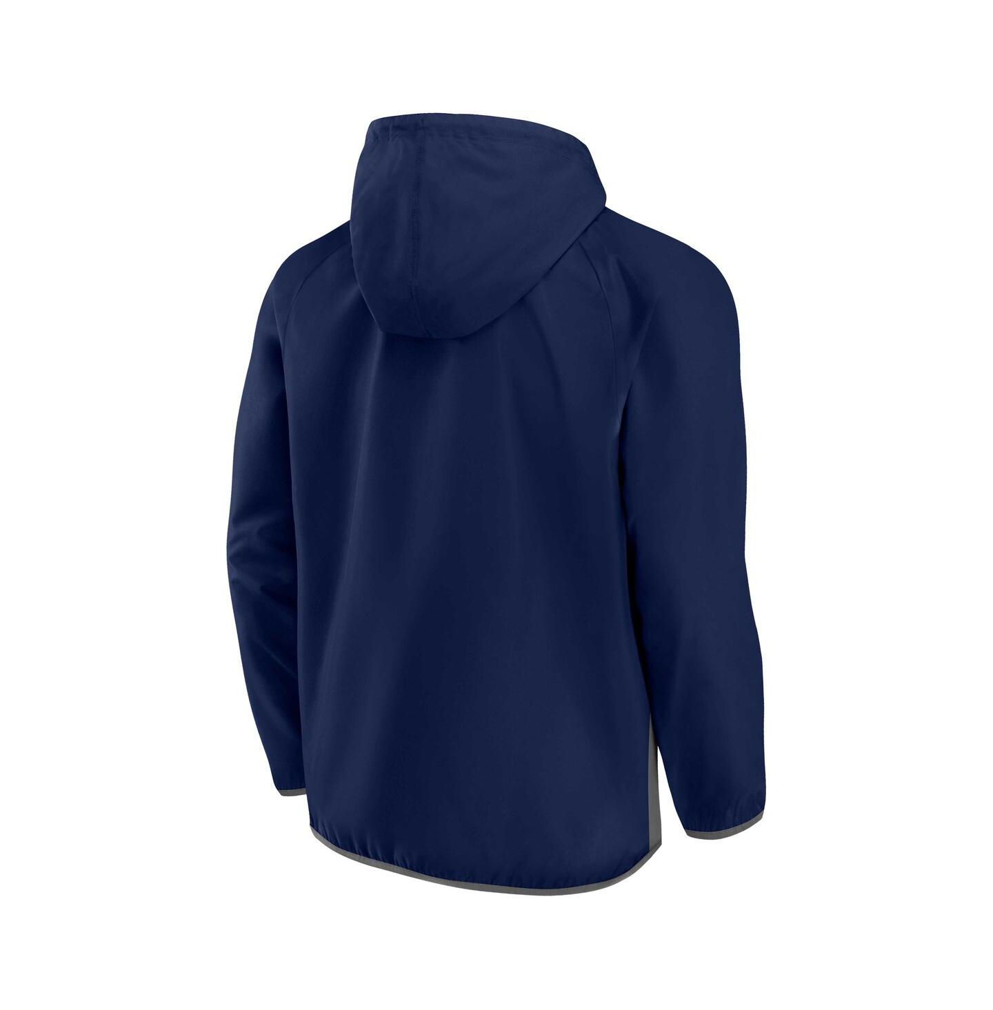 Мужские худи Fanatics Deep Sea Blue, Gray Seattle Kraken Backhand Shooter Defender Anorak Raglan Quarter-Zip Jacket — фото 4