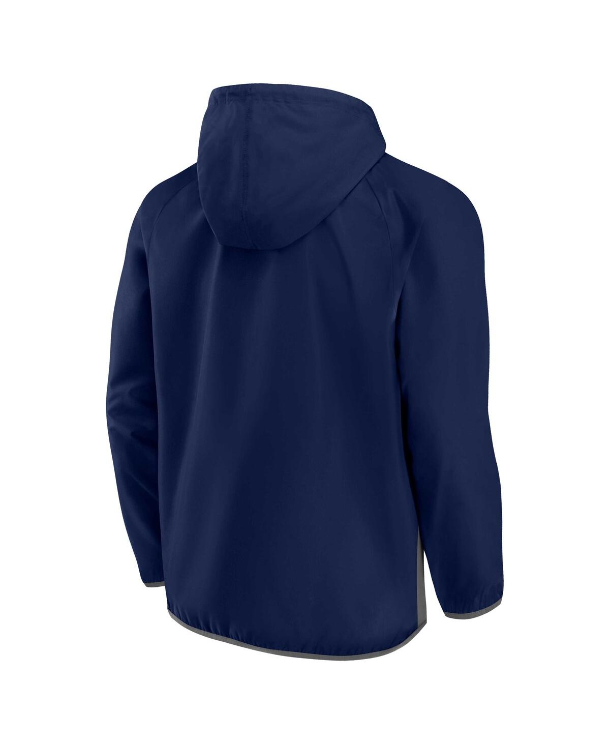 Fanatics Branded Deep Sea Blue/gray Seattle Kraken Backhand Shooter Defender Anorak Raglan Hoodie Qu In Deep Sea Blue,gray
