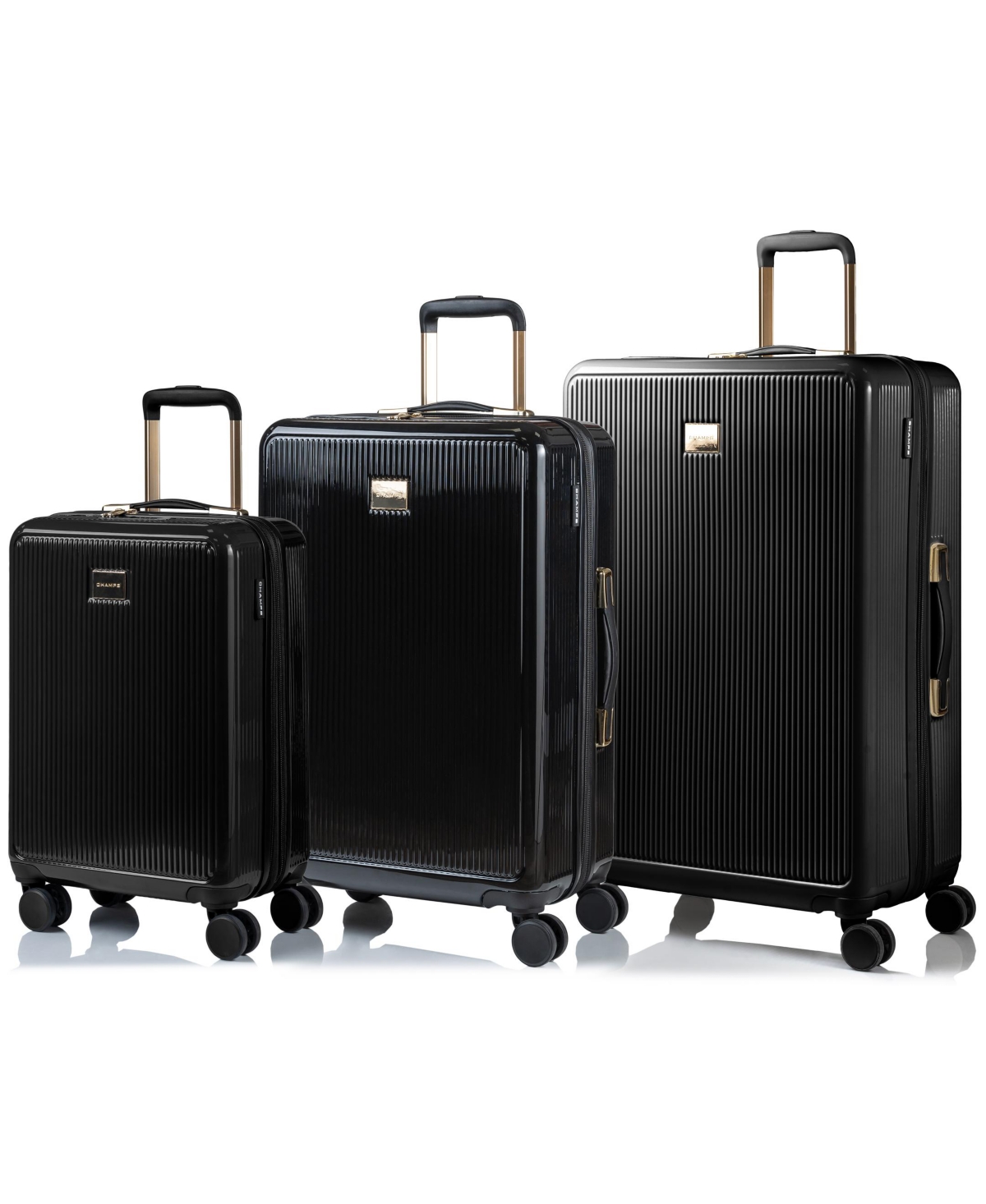 Champs 3-piece Luxe Hardside Luggage Set In Black