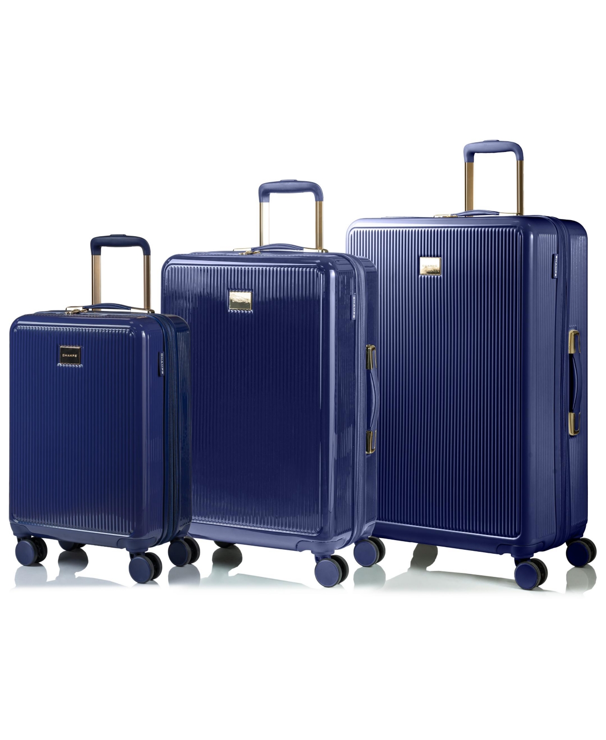 Champs 3-piece Luxe Hardside Luggage Set In Navy