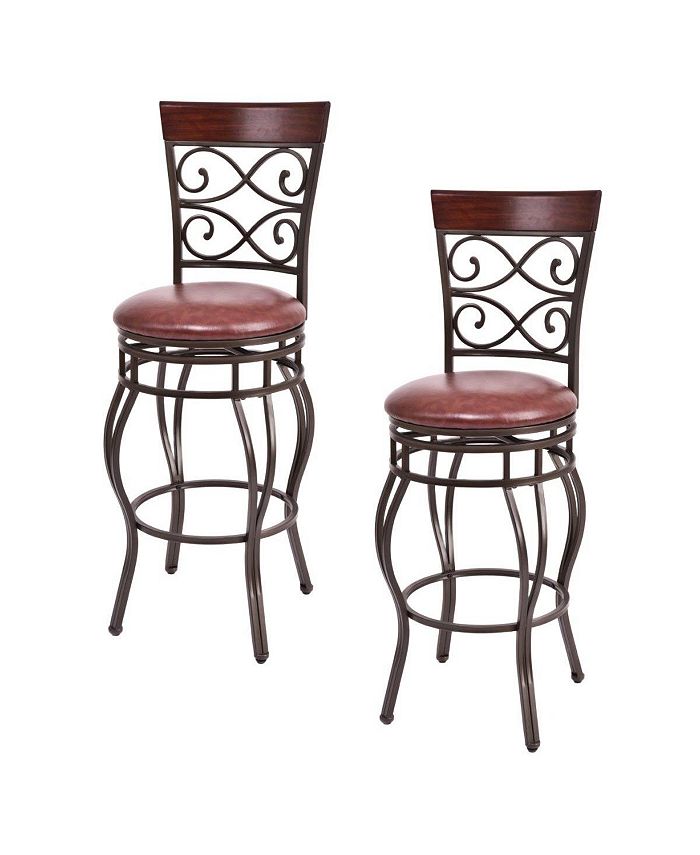 Costway Set of 2 Vintage Bar Stools 30" Swivel Padded Seat Bistro Macy's