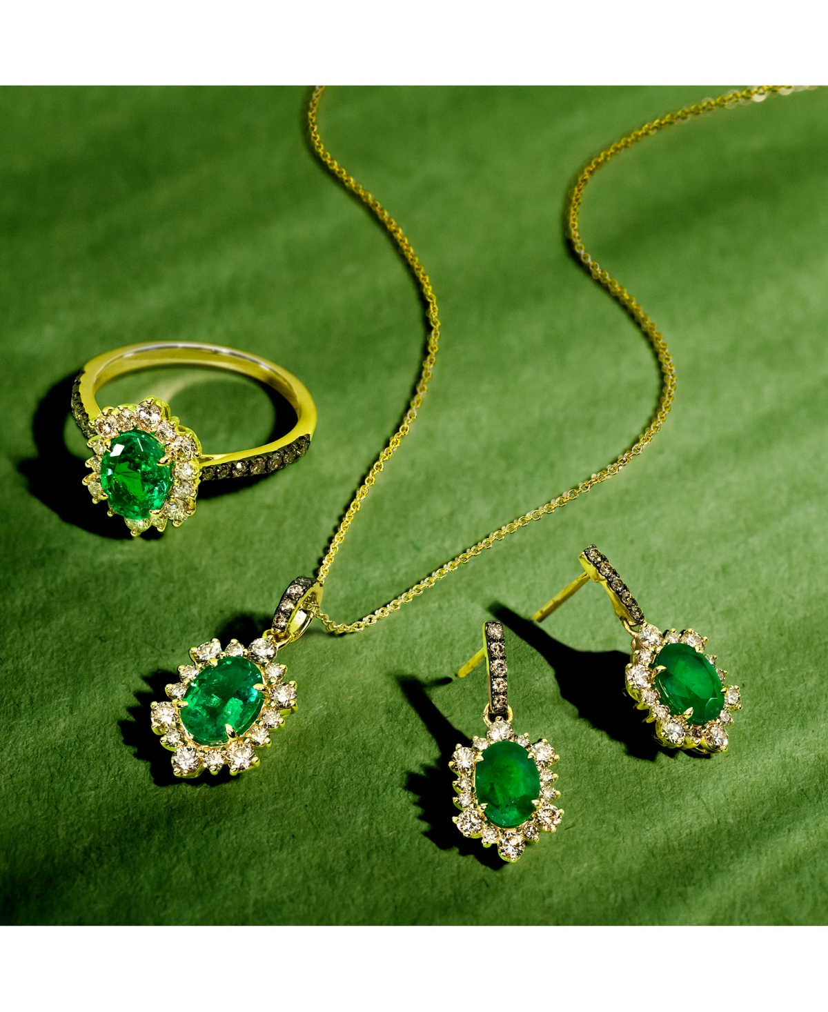 Le Vian Costa Smeralda Emeralds (1-1/3 ct. t.w.) & Diamond (3/4 ct. t.w.) Halo Drop Earrings in 14k Gold