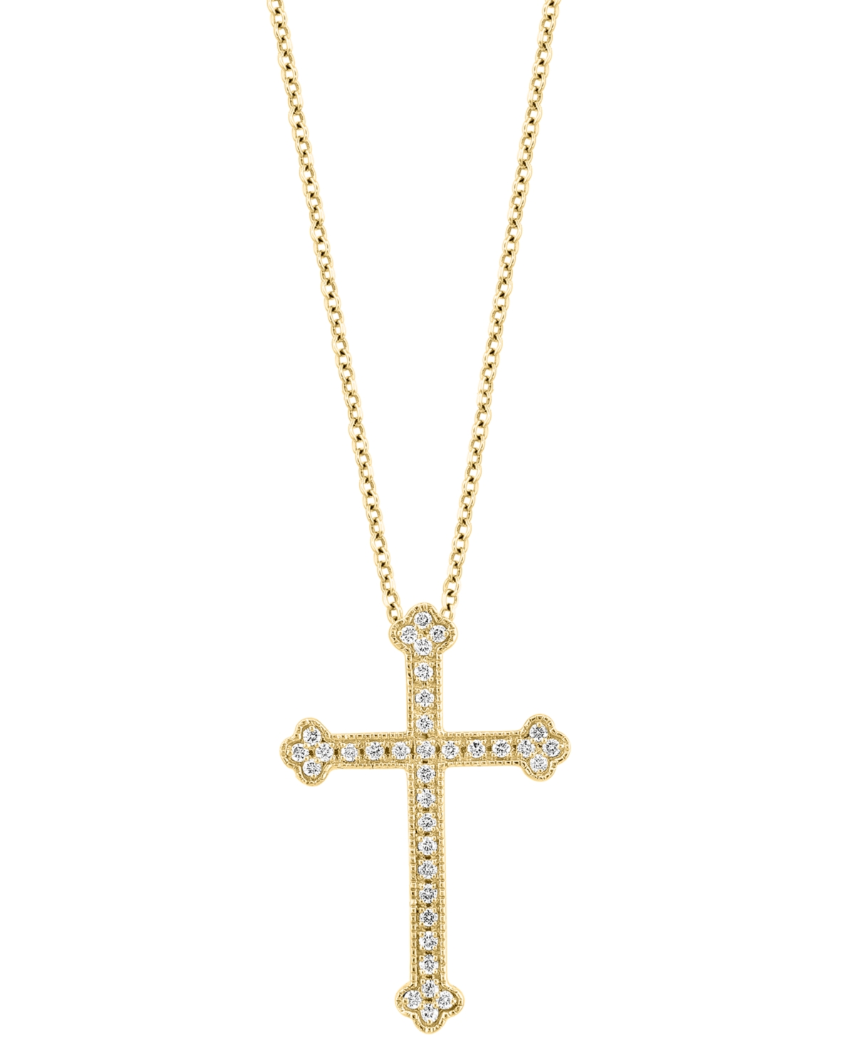 Effy Collection Effy Diamond Cross 18" Pendant Necklace (1/5 Ct. T.w.) In 14k Gold