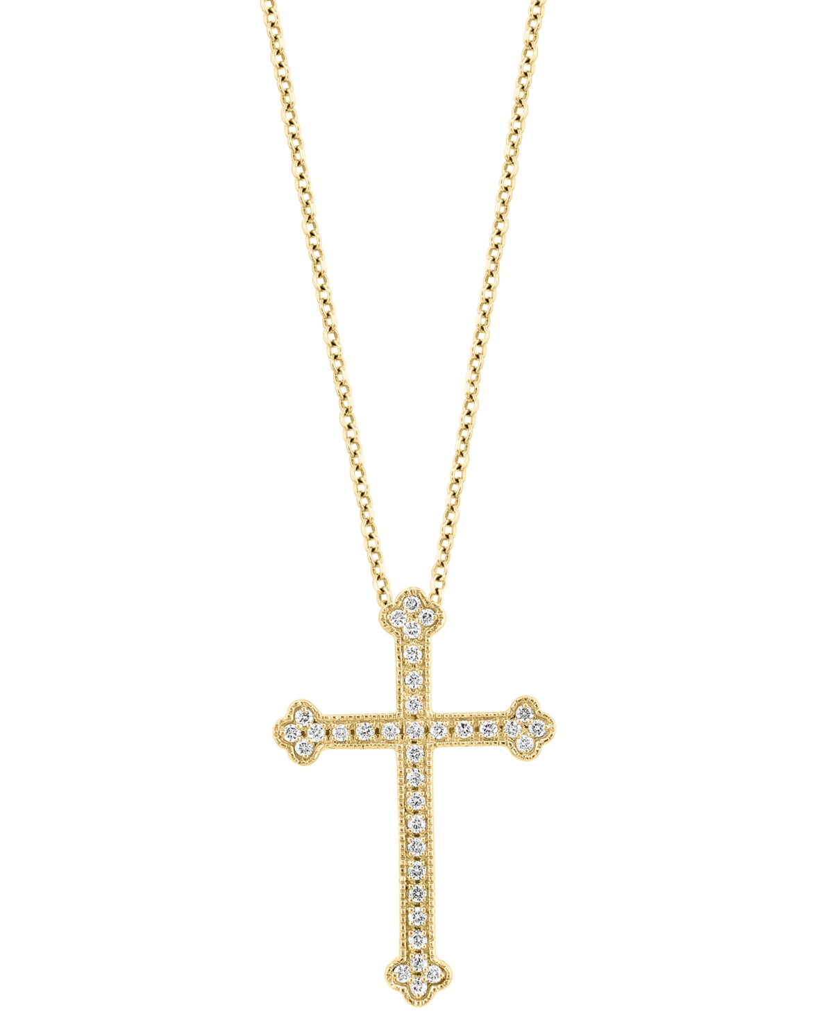 Effy Diamond Cross 18" Pendant Necklace (1/5 ct. t.w.) in 14k Gold - 14K Gold