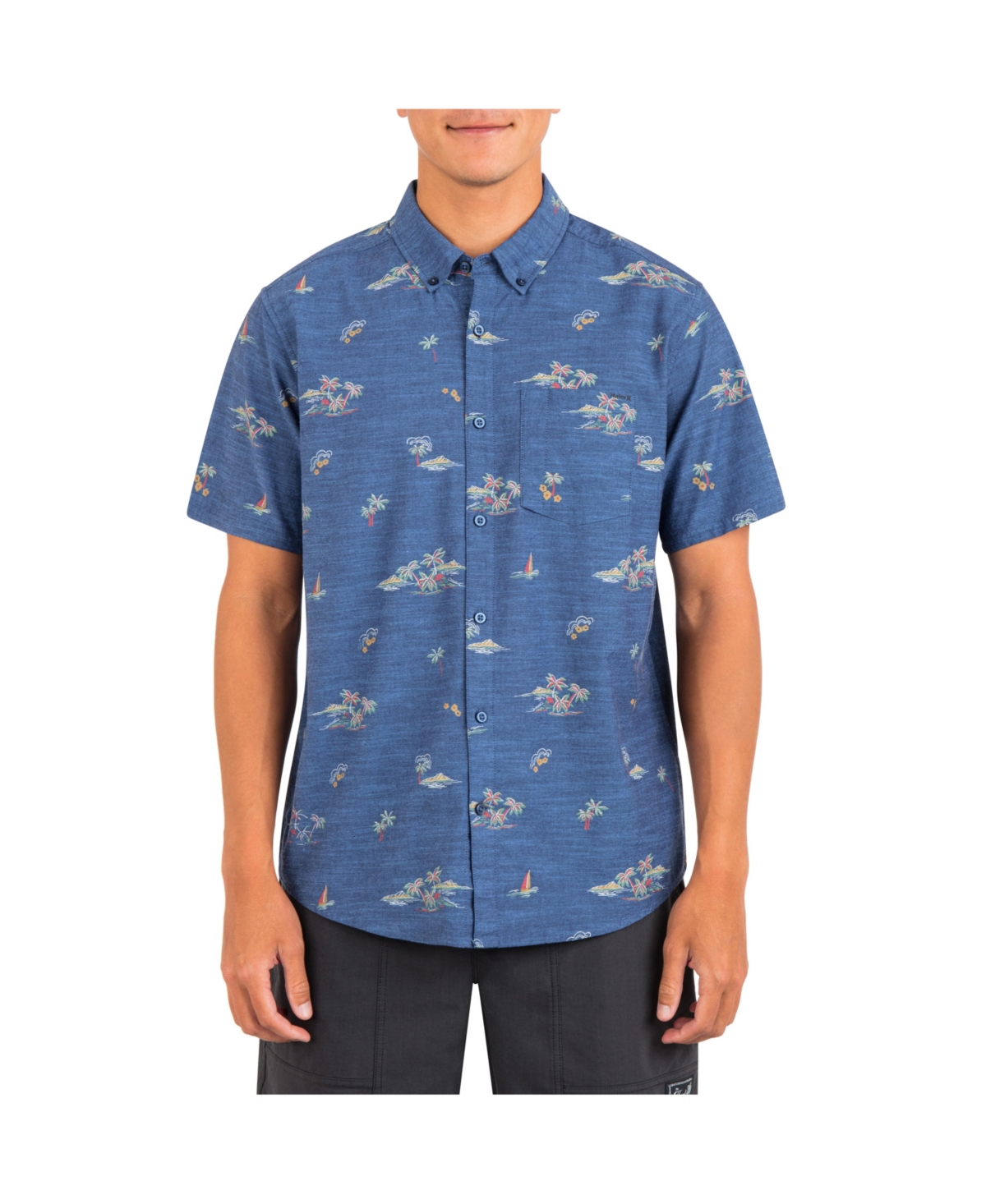 Hurley Men's One And Only Stretch Short Sleeve Shirt In Abyss