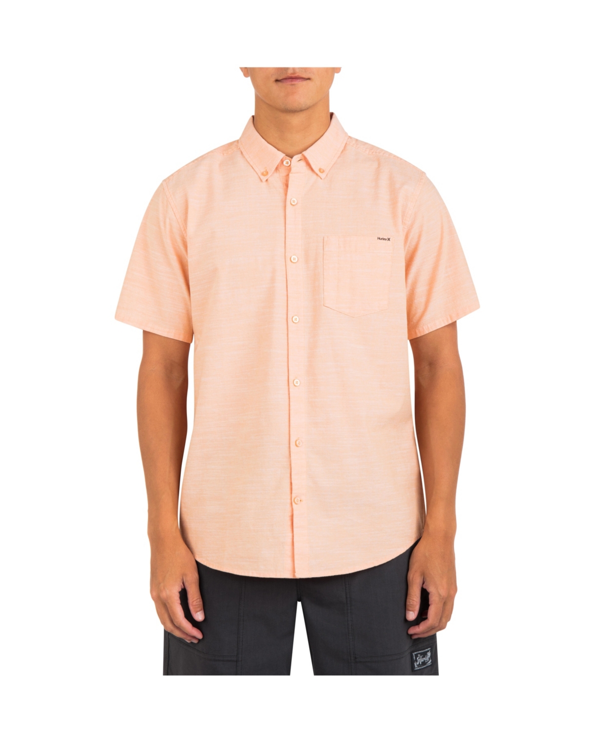 Hurley Men's One And Only Stretch Short Sleeve Shirt In Nectarine