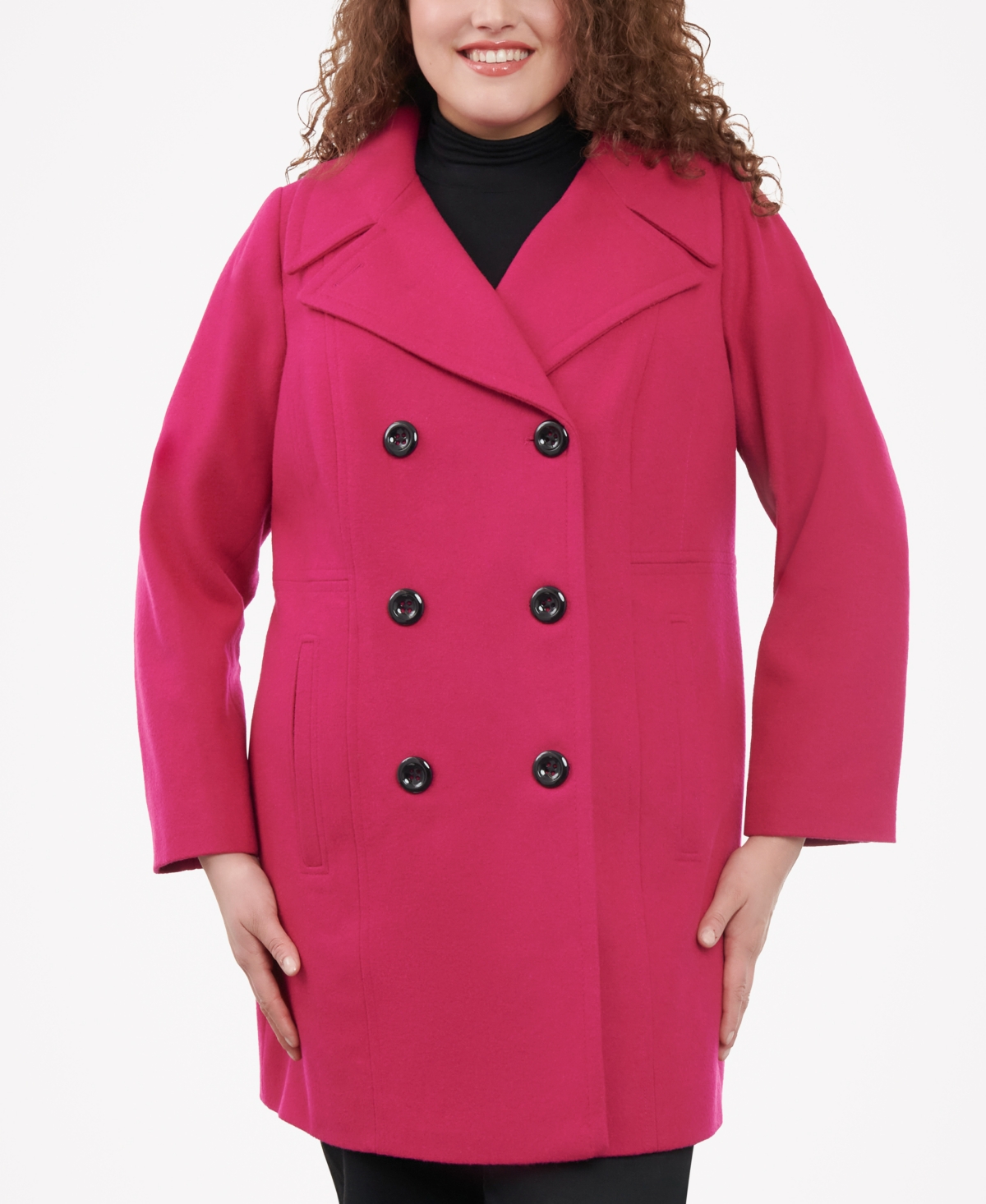 Anne klein double breasted peacoat 2025 red