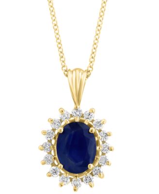 EFFY&reg; Sapphire and Diamond Oval Pendant in 14k White Gold and 14k Yellow Gold, Created for Macy's (Also available in Emerald)