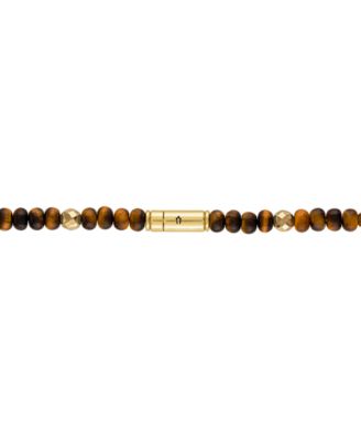 Men's Marine Star Tiger's Eye Beaded 22" Necklace in 14k Gold-Plated Sterling Silver