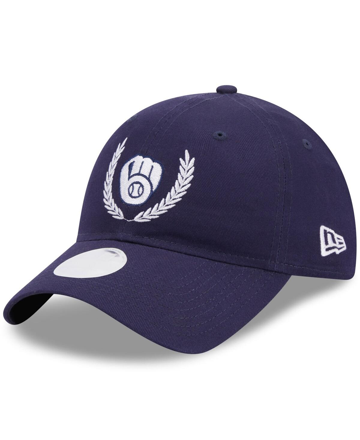 New Era Navy Milwaukee Brewers Leaves 9twenty Adjustable Hat In Navy