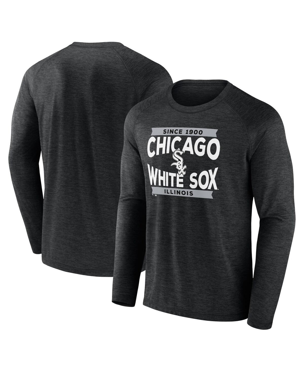 Shop Fanatics Men's  Black Chicago White Sox Heroic Play Raglan Long Sleeve T-shirt