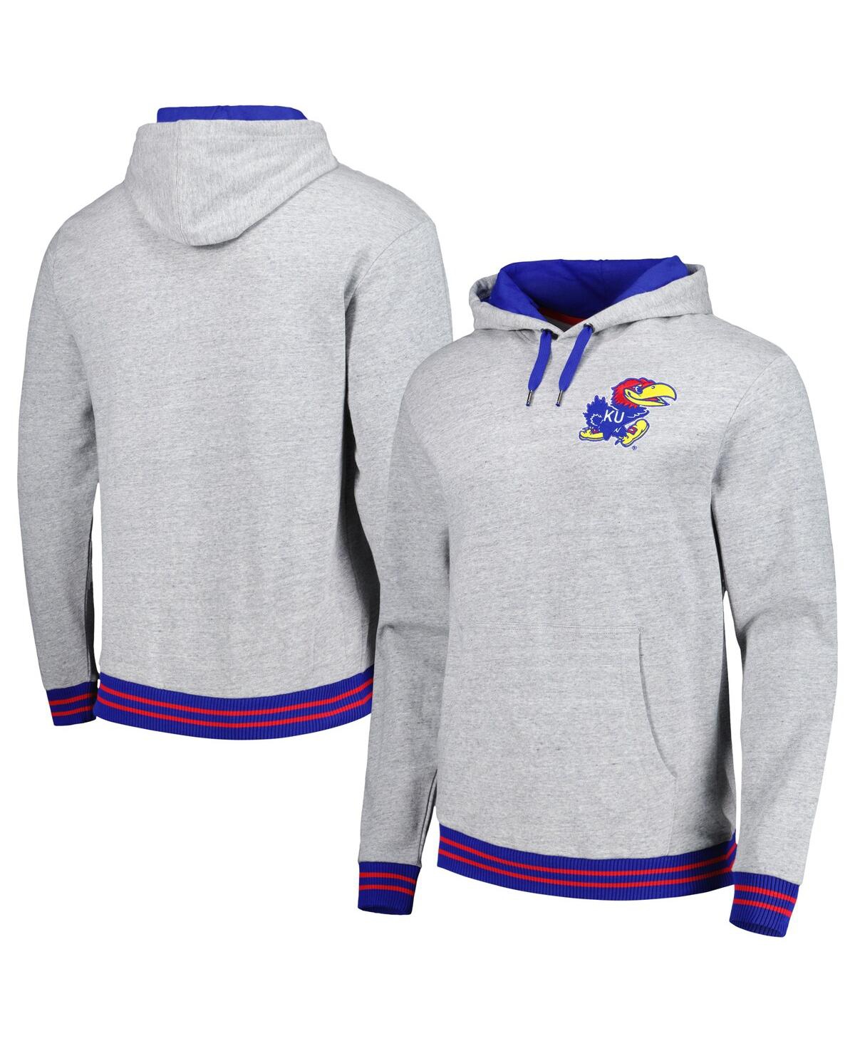 Mitchell & Ness Men's  Heather Gray Kansas Jayhawks Pullover Hoodie In Heather Gray