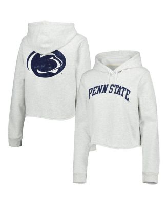 Women's Ash Penn State Nittany Lions 2-Hit 1636 Cropped Pullover Hoodie