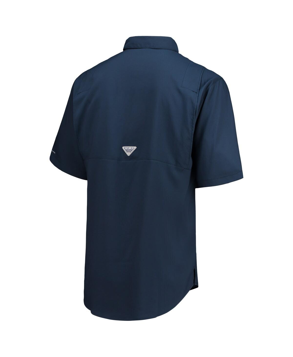 Columbia Navy Dallas Cowboys Tamiami Omni-shade Button-down Short Sleeve Shirt In Navy