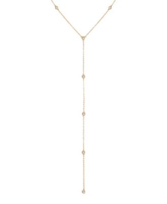 by Adina Eden - 14k Gold-Plated Sterling Silver Cubic Zirconia Lariat Necklace, 20" + 2" extender