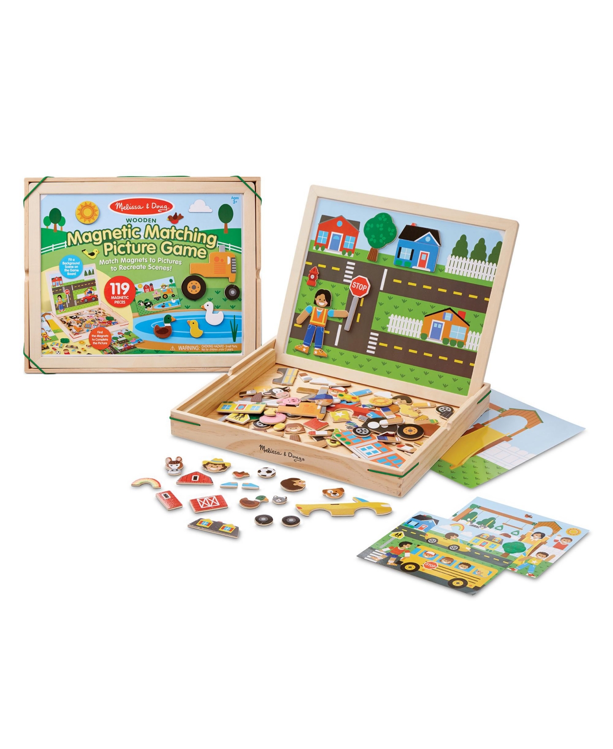Melissa & Doug Wooden Magnetic Matching Picture Game With 119 Magnets and Scene Cards
