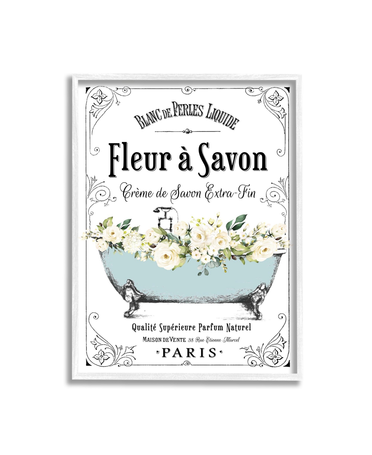 Stupell Industries Floral Parisian Bathroom Advertisement Framed Giclee Art, 16" X 1.5" X 20" In Multi-color