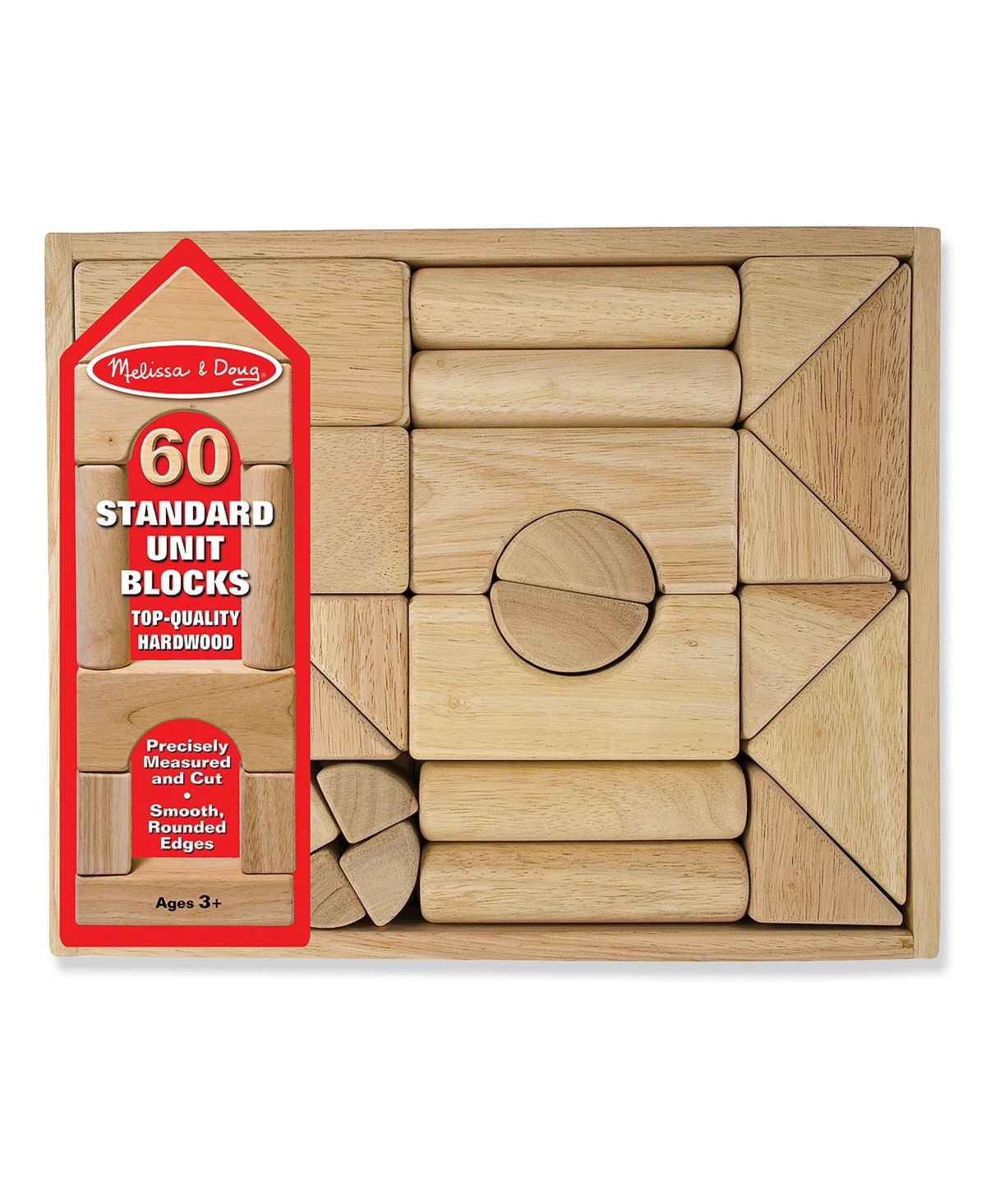 Melissa & Doug Kids'  Standard Unit Solid-wood Building Blocks With Wooden Storage Tray (60 Pcs) In Multi