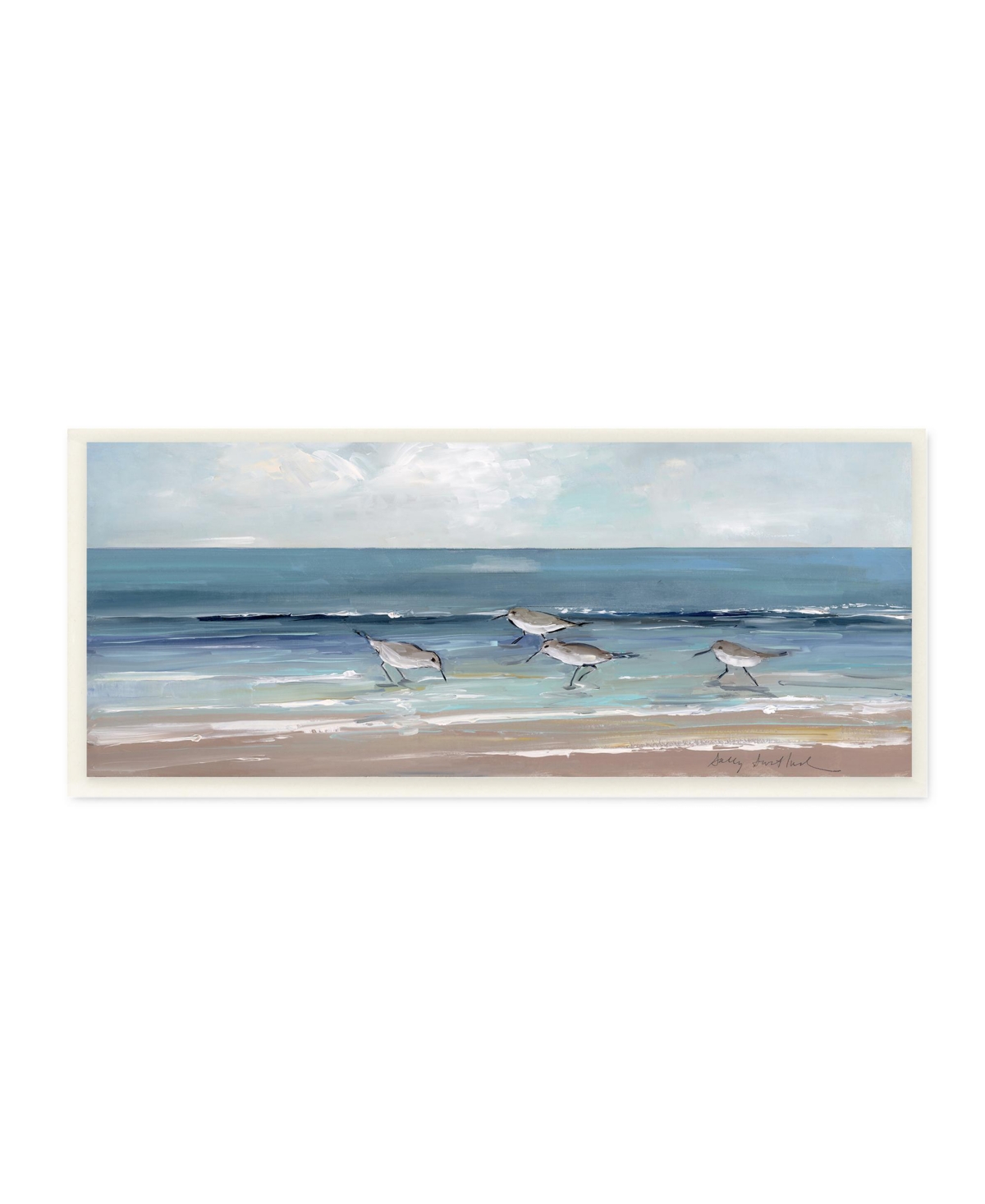 Stupell Industries Sandpipers Birds Cloudy Sky Wall Plaque Art, 7" X 17" In Multi-color