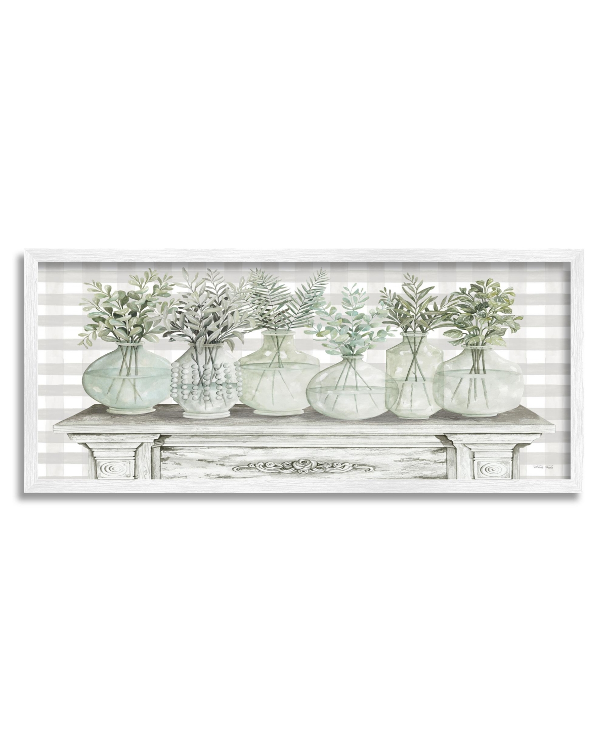 Stupell Industries Country Plant Herb Jars Framed Giclee Art, 10" X 1.5" X 24" In Multi-color