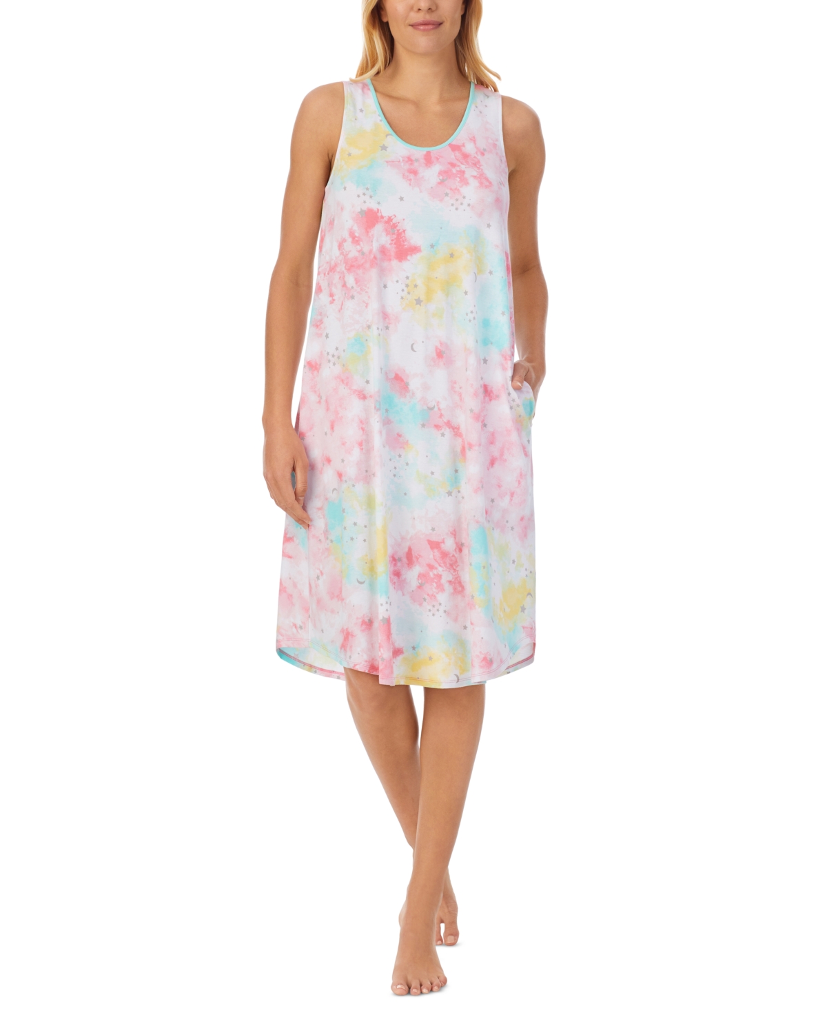 Cuddl Duds Women's Printed Sleeveless Open-Back Nightgown
