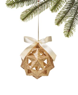 Glittered Plastic Cutout Star Ball Ornament, Created for Macy's