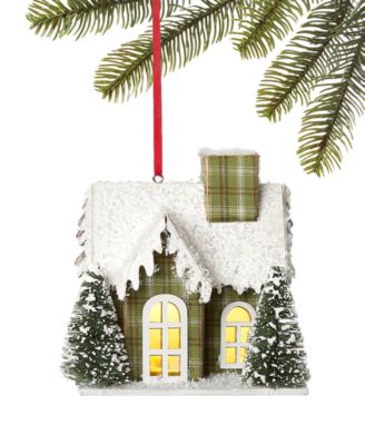 Holiday Lane - Mint Moss Light Up Green House Ornament