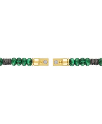 Men's Marine Star Malachite Beaded Bracelet in 14k Gold-Plated Sterling Silver