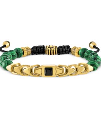 Men's Link Beaded Bolo Bracelet in Gold-Plated Stainless Steel