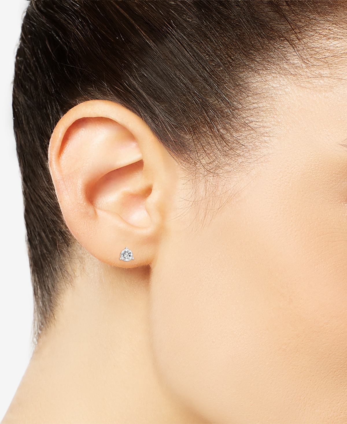 Diamond Three Prong Stud Earrings (5/8 ct. t.w.) in 14k- White Gold