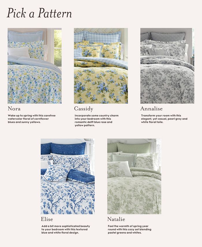 Laura Ashley Cassidy Cotton Reversible 5 Piece Duvet Cover Set, Twin