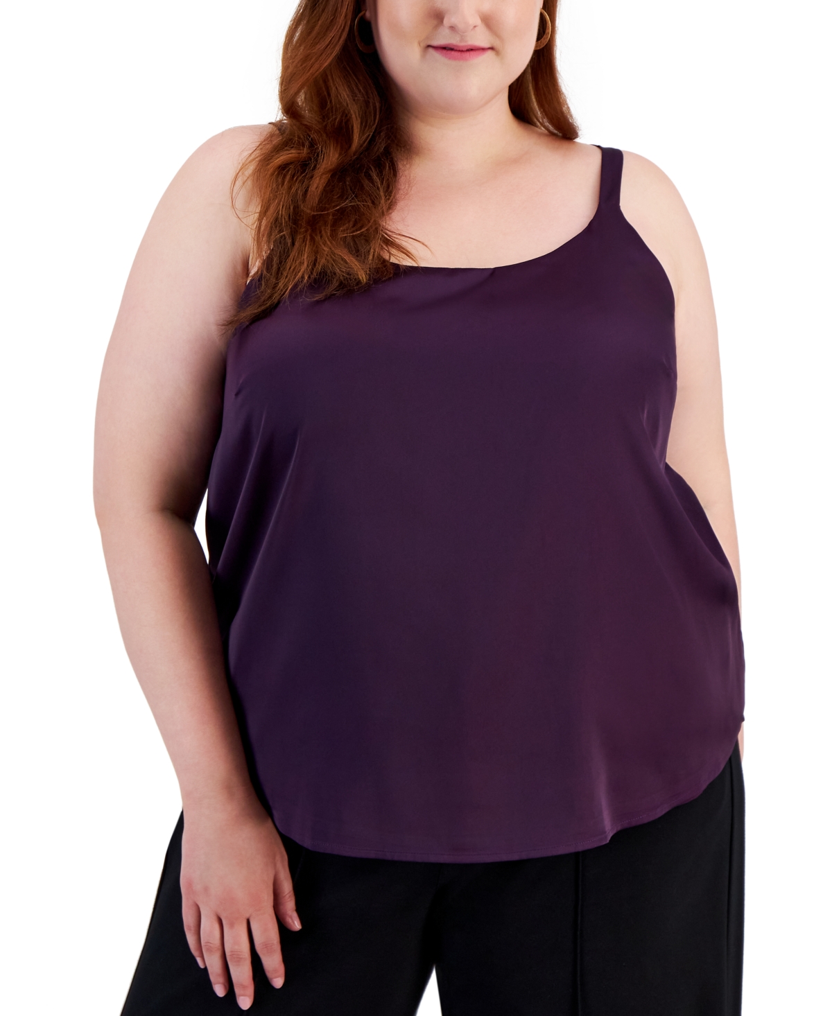 Bar Iii Plus Size Scoop-neck Sleeveless Camisole Top,created For Macy's In Night Flower